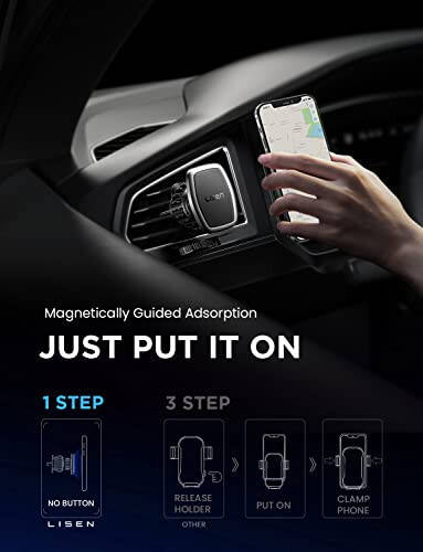 LISEN 2 Pack Magnet for Phone Car Mount Magnetic Phone Holder for Your Car Vent 6 Military Magnets Vent Cell Phone Holder Mount for Car Plate Fit All iPhone 16/15/14/13 Pro Max Plus Samsung S25 - 4