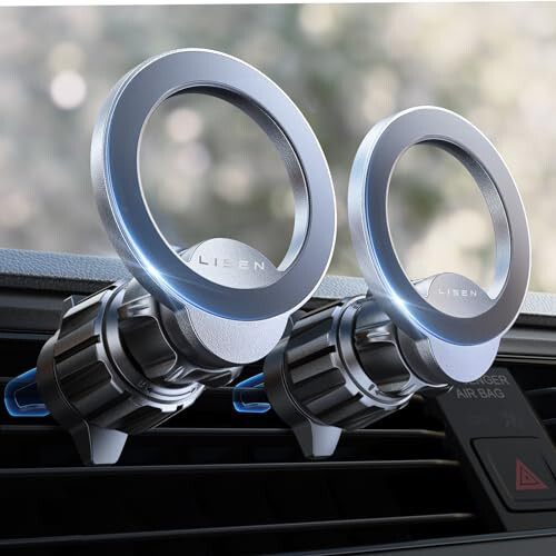LISEN 2 Pack MagSafe Car Mount Fits iPhone 17 Pro Max Air 16 15 14 13 Mag Safe Case, Magnetic Phone Holder for Car[24 Super Magnets] car Vent Phone Mount, Mag Safe Phone Holder Car Accessories, Black - LISEN