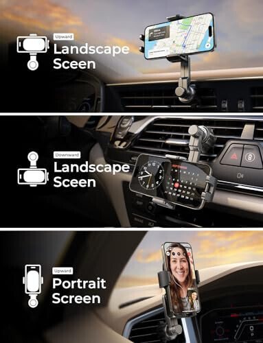 LISEN for iPhone 17 Mount for Car Vent [Never Blocking] 360 Rotatable Car Phone Holder Air Vent Clip Hands Free Cellphone Car Mount for iPhone 17 Pro Max Plus 17 pro max 16 15 Samsung Android, Black - 5