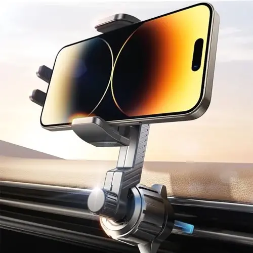 LISEN for iPhone 17 Mount for Car Vent [Never Blocking] 360 Rotatable Car Phone Holder Air Vent Clip Hands Free Cellphone Car Mount for iPhone 17 Pro Max Plus 17 pro max 16 15 Samsung Android, Black - 1