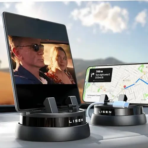 LISEN Avtomobil Telefon Tutqichi (Yangi), 360° Aylanuvchi Dashboard Mobil Telefon Tutqichi, Sirpanmaydigan Navigatsiya Avtomobil Telefonini O'rnatish Dash iPhone 16 Pro Max/15/14/13/12/11, Samsung Seriyasi, Barcha Smartfonlar Uchun Mos keladi - 14