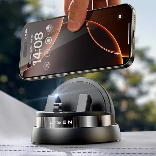 LISEN Avtomobil Telefon Tutqichi (Yangi), 360° Aylanuvchi Dashboard Mobil Telefon Tutqichi, Sirpanmaydigan Navigatsiya Avtomobil Telefonini O'rnatish Dash iPhone 16 Pro Max/15/14/13/12/11, Samsung Seriyasi, Barcha Smartfonlar Uchun Mos keladi - 11