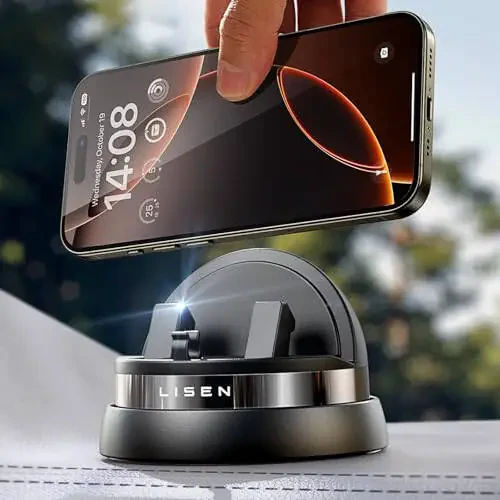 LISEN Avtomobil Telefon Tutqichi (Yangi), 360° Aylanuvchi Dashboard Mobil Telefon Tutqichi, Sirpanmaydigan Navigatsiya Avtomobil Telefonini O'rnatish Dash iPhone 16 Pro Max/15/14/13/12/11, Samsung Seriyasi, Barcha Smartfonlar Uchun Mos keladi - 11