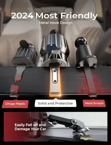 LISEN Автомобильный держатель телефона для вентиляции [Никогда не блокирует] Вращающийся автомобильный держатель телефона Зажим для вентиляции 2024 Hands Free Автомобильный держатель телефона для iPhone 16 Pro Max Plus 15 14 13 Samsung Android, Розовый - 3