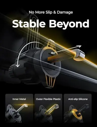 LISEN Автомобильный держатель телефона для вентиляции [Никогда не блокирует] Вращающийся автомобильный держатель телефона Зажим для вентиляции 2024 Hands Free Автомобильный держатель телефона для iPhone 16 Pro Max Plus 15 14 13 Samsung Android, Розовый - 4