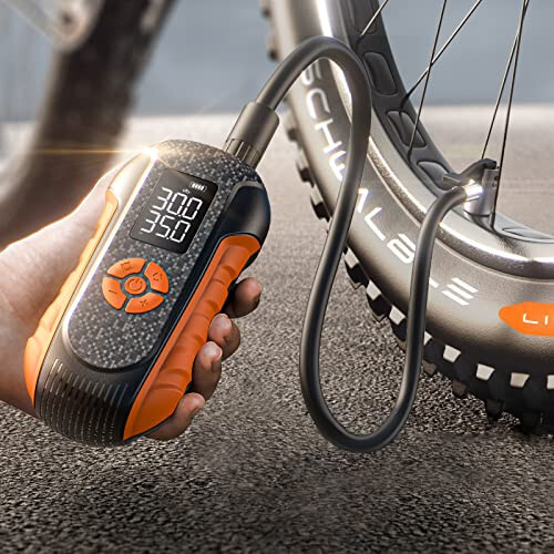 LISEN Bicycle Pump Electric, Portable Bike Tire Inflator Air Compressor 150 PSI Cordless Air Pump for Bike, Car, Motorcycle, Ball,Auto Shut-Off with Presta and Schrader Valve, cycplus as2 pro - 7