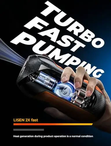 LISEN Bicycle Pump Electric, Portable Bike Tire Inflator Air Compressor 150 PSI Cordless Air Pump for Bike, Car, Motorcycle, Ball,Auto Shut-Off with Presta and Schrader Valve, cycplus as2 pro - 5