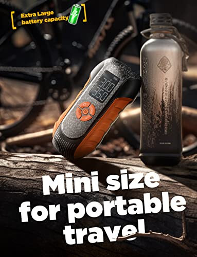 LISEN Electric Bike Pump 150PSI Cordless Tire Inflator with Presta/Schrader Valve, Portable Air Compressor for Bicycle/Motorcycle/Car/Balls, Auto Shut-Off & Power Bank/Flashlight (Electric Ball Pump) - 2