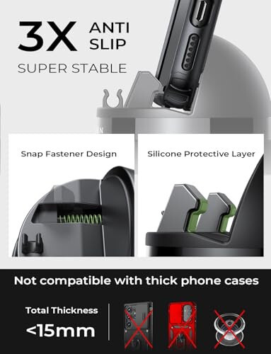 LISEN Car Phone Holder (Updated), 360° Rotatable Dashboard Cell Phone Holder, Non-Slip Navigation Car Phone Mount Dash Fit for iPhone 16 Pro Max/15/14/13/12/11, Samsung Series, All Smartphones - 9