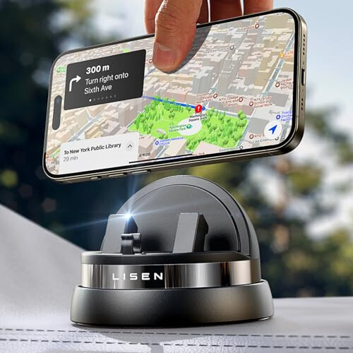 LISEN Car Phone Holder (Updated), 360° Rotatable Dashboard Cell Phone Holder, Non-Slip Navigation Car Phone Mount Dash Fit for iPhone 16 Pro Max/15/14/13/12/11, Samsung Series, All Smartphones - 10