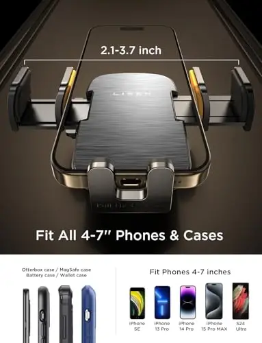 LISEN CD Slot Car uchun telefon o'rnatgichi, sozlanishi CD telefon ushlagichi iPhone uchun ultra mustahkam shamollatgichli telefon ushlagichi iPhone 16 Pro Max Plus aksessuarlari uchun (kumush) - 4