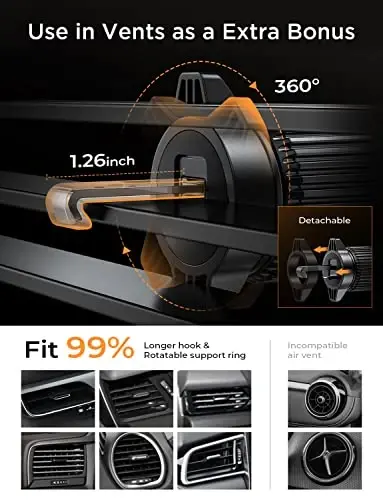 LISEN CD Slot Car uchun telefon o'rnatgichi, sozlanishi CD telefon ushlagichi iPhone uchun ultra mustahkam shamollatgichli telefon ushlagichi iPhone 16 Pro Max Plus aksessuarlari uchun (kumush) - 6