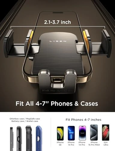 LISEN CD Slot Phone Mount for Car, Adjustable CD Phone Holder for Car Phone Mount for iPhone Car Holder Mount Ultra Sturdy Vent Cell Phone Holder Mount for iPhone 16 Pro Max Plus Accessories Samsung - 4