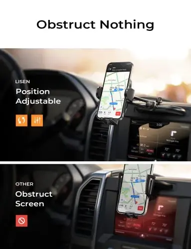 LISEN CD Slot Phone Mount for Car, Adjustable CD Phone Holder for Car Phone Mount for iPhone Ultra Sturdy Vent Cell Phone Holder Mount for iPhone 16 Pro Max Plus Accessories (Silver) - 3