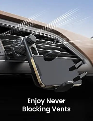 LISEN Cell Phone Car Mount for iPhone [Enjoy Never Blocking], Universal Car Phone Holder Vent Phone Mount for Car [2 Hook Kit] Hands Free Phone Car Mount Fits iPhone 16 15 14 Pro Max Plus Samsung - 3