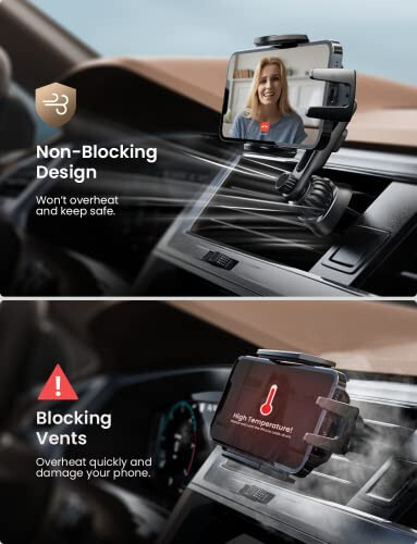 LISEN Cep Telefonu Araba Tutucu iPhone İçin [Engelsiz Keyif], Evrensel Araba Telefon Tutucu Havalandırma Telefon Tutucu Araba İçin [2 Kanca Seti] Eller Serbest Telefon Araba Tutucu iPhone 16 15 14 Pro Max Plus Samsung Uyumludur - 3