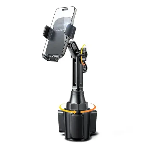 LISEN Cup Holder Cell Phone Holder for Car Mount, 2024 New Car Cup Phone Holders for Your Car Adjustable Cell Phone Holder Car Accessories Trucks Golf Cart for iPhone Samsung Google All 4-7 inches - LISEN