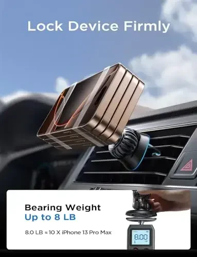 LISEN Fits MagSafe Car Mount Strong Magnetic Phone Holder for Car Magsafe, Dashboard Vent iPhone Car Mount Holder Car Accessories for iPhone 15 12 13 14 Pro - 5