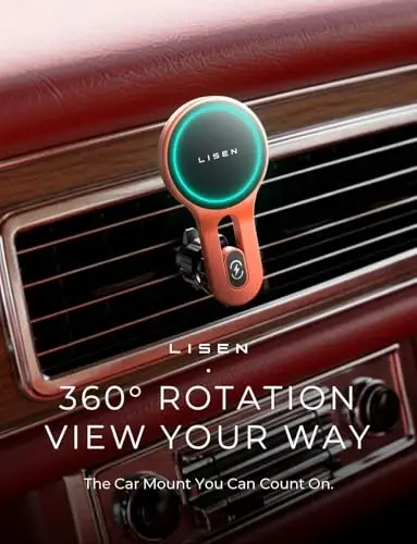 LISEN for 15W MagSafe Car Mount Charger, [Safer & Faster] Vent Magnetic Wireless Car Charger, Car Vent Phone Mount Charger Fits iPhone 16 Pro Max Plus 15 14 13 12, Samsung with MagSafe Case, Red - 3