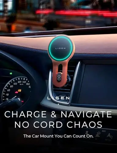LISEN for 15W MagSafe Car Mount Charger, [Safer & Faster] Vent Magnetic Wireless Car Charger, Car Vent Phone Mount Charger Fits iPhone 16 Pro Max Plus 15 14 13 12, Samsung with MagSafe Case, Red - 4
