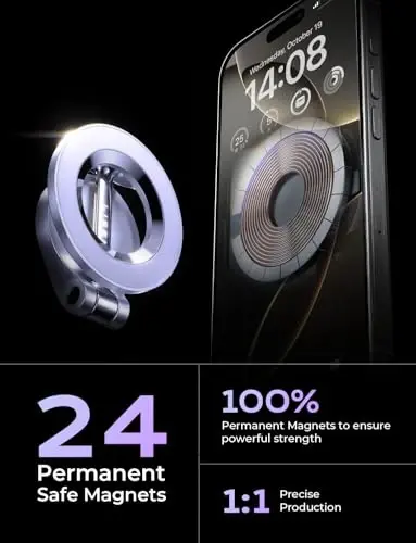 LISEN for iPhone 17 MagSafe Car Mount, Purple Car Accessories, Ultra Magnetic Phone Holder for Car Dashboard,Gifts for Men Women Him Her, Fit for iPhone17 Pro/air/Max 16 15 14 13 Purple - 4