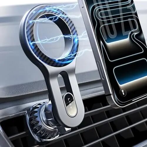 LISEN for iPhone 18 MagSafe Car Mount, Magnetic Phone Holder for Car Vent Phone Mount, Magnetic Car Phone Holder iPhone Car Mount, Air Vent Car Phone Mount Gifts for iPhone 18 17 16, Carbon Fiber - 1