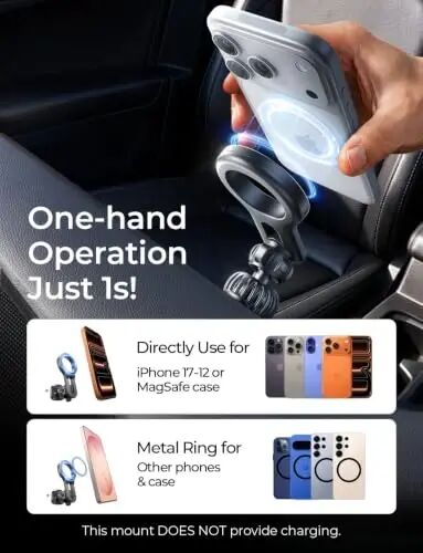 LISEN for iPhone 18 MagSafe Car Mount, Magnetic Phone Holder for Car Vent Phone Mount, Magnetic Car Phone Holder iPhone Car Mount, Air Vent Car Phone Mount Gifts for iPhone 18 17 16, Carbon Fiber - 4