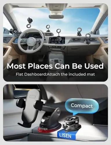 LISEN for Magsafe Car Mount, Magnetic Phone Holders for Your Car Vacuum, Phone Mount for Car Accessories for Women Men Jeep BMW, Suction Holder Kits, for iPhone 17 Pro Max 16 15 14 13 12,Carbon Fiber - 3
