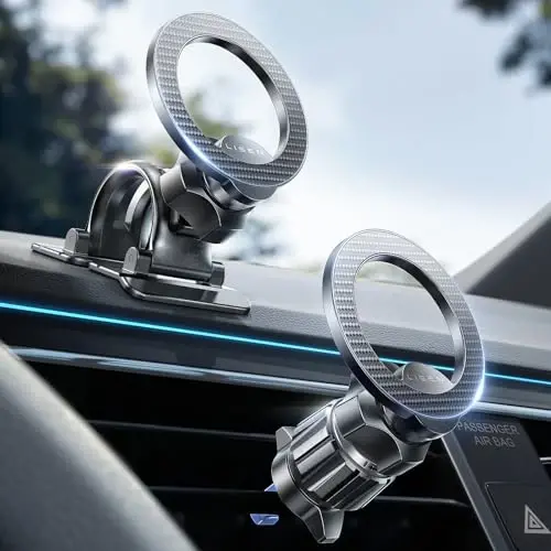 LISEN for MagSafe Car Phone Mount -Strong Magnets Magnetic Phone Holders for Your Car 3 in 1 Vent Dashboard Magnet Cell Phones Holder Mounts fit iPhone 18 Pro Max 17 16 15 14 13 12, Carbon Fiber - 1