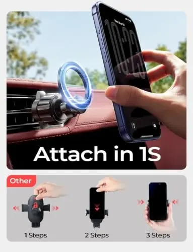 LISEN for MagSafe Car Phone Mount -Strong Magnets Magnetic Phone Holders for Your Car 3 in 1 Vent Dashboard Magnet Cell Phones Holder Mounts fit iPhone 18 Pro Max 17 16 15 14 13 12, Carbon Fiber - 5