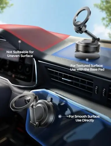 LISEN for MagSafe Car Phone Mount -Strong Vacuum Magnetic Phone Holders for Your Car, Suction Cup Phone Mount Dashboard Magnet Cell Phones Holder Mounts fit iPhone 18 Pro Max 17 16 15 14 13 12 - 5