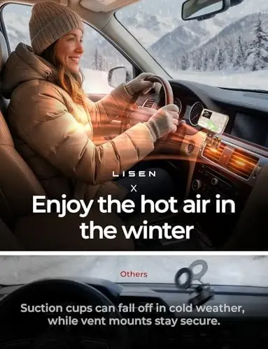 LISEN for Strong MagSafe Car Mount, [Perfect for Travel] [Quick Install] Ultra Magnetic Long Arm Mag Safe Car Phone Holder Vent, Car Accessories Fit for iPhone 15 Pro Plus Max 14 13 12 Mini Men Women - 5