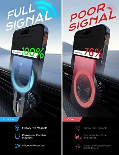 LISEN for iPhone 17 Pro Max Car Mount MagSafe Car Mount, Air Vent Phone Holder Car [Strong Magnetic] Hands Free Cell Phone Holder Strong Clip Car Accessories fit iPhone 16 15 14 13 Pro Plus Max - 3