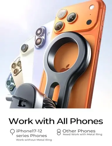 LISEN for iPhone 17 Pro Max Car Mount MagSafe Car Mount, Air Vent Phone Holder Car [Strong Magnetic] Hands Free Cell Phone Holder Strong Clip Car Accessories fit iPhone 16 15 14 13 Pro Plus Max - 5