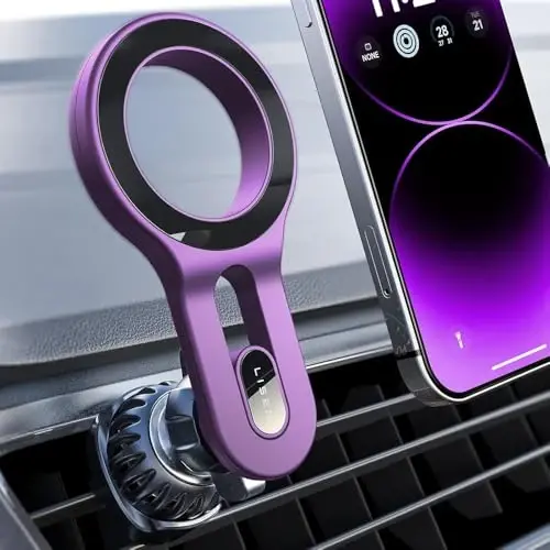 LISEN for iPhone 16 MagSafe Car Mount, [Quick Install] Magnetic Long Arm Mag Safe Car Phone Holder Vent, Car Accessories Gifts for Men Women Fit for iPhone 16 Pro Max 15 14 13 12 Plus Mini, Purple - 1