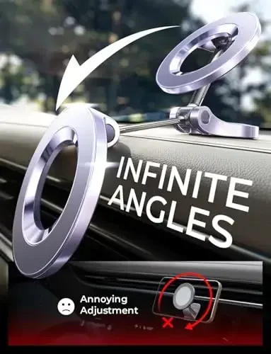 LISEN for iPhone 17 MagSafe Car Mount, Purple Car Accessories, Ultra Magnetic Phone Holder for Car Dashboard,Gifts for Men Women Him Her, Fit for iPhone17 Pro/air/Max 16 15 14 13 Purple - 2