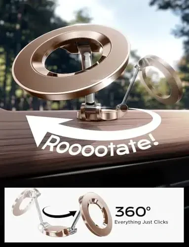 LISEN iPhone 17 MagSafe avtomobil o'rnatgichi uchun, iPhone 16 Pro Max uchun avtomobil panelidagi ultra magnit telefon ushlagichi, erkaklar ayollar uchun sovg'alar, iPhone17 Pro/air/Max 16 15 14 Rose Gold uchun mos - 4