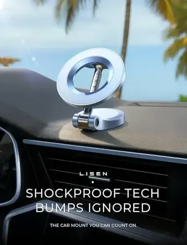 LISEN iPhone 17 MagSafe uchun avtomobil ushlagichi, Avtomobil paneli uchun ultra magnit telefon ushlagichi, iPhone 16 Pro Max uchun avtomobil aksessuarlari, Erkaklar, ayollar uchun sovg'alar, iPhone17 Pro/air/Max 16 15 14 13 Blue uchun mos - 4