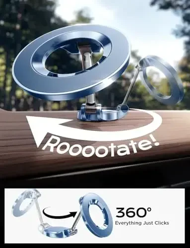 LISEN iPhone 17 MagSafe uchun avtomobil ushlagichi, Avtomobil paneli uchun ultra magnit telefon ushlagichi, iPhone 16 Pro Max uchun avtomobil aksessuarlari, Erkaklar, ayollar uchun sovg'alar, iPhone17 Pro/air/Max 16 15 14 13 Blue uchun mos - 5