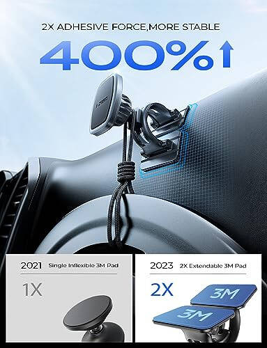 LISEN iPhone va Android uchun 6 ta magnit va sozlanuvchan kamar dizayni bilan magnitli avtomobil telefon tutqichi, qora - 4