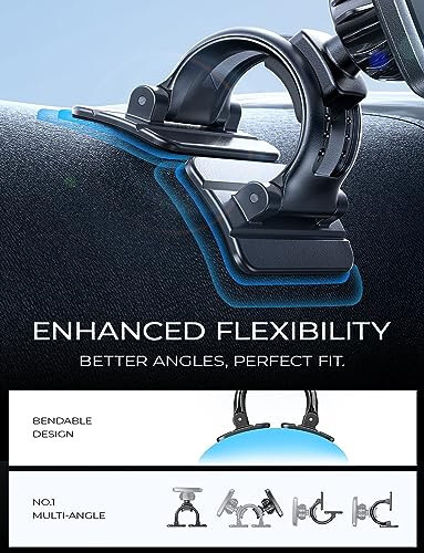 LISEN Magnetic Car Phone Mount for iPhone and Android with 6 Magnets and Adjustable Arch Design, Black - 5