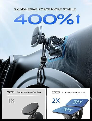 LISEN Magnetic Car Phone Mount for iPhone and Android with 6 Magnets and Adjustable Arch Design, Black - 4