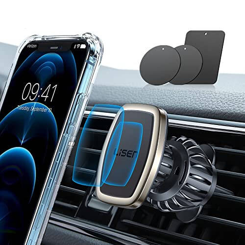 LISEN Magnetic Phone Holder for Car, 6 Strong Magnets, Compatible with All Smartphones & Tablets - 1