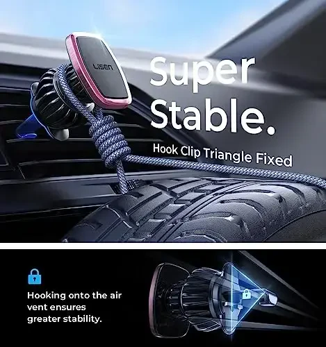 LISEN Magnetic Phone Holder for Car, [Easily Install] Car Phone Holder Mount [6 Strong Magnets] Cell Phone Holder for Car [Case Friendly] iPhone Car Holder Blue LV633 - 5