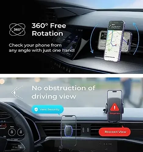 LISEN Magnetic Phone Holder for Car, [Easily Install] Car Phone Holder Mount [6 Strong Magnets] Cell Phone Holder for Car [Case Friendly] iPhone Car Holder Blue LV633 - 6