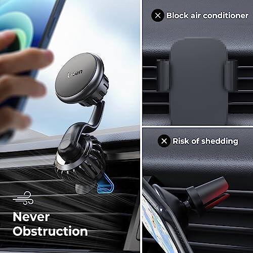 LISEN Magnetic Phone Holder for Car Mount Adjustable Phone Magnet for Car Enjoy Never Blocking Universal Air Vent Magnetic Car Cell Phone Holder Mount Fit for All 4”-13” Tablets & Smartphones - 2