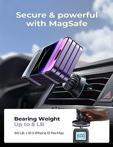 LISEN Fits MagSafe Car Mount Car Phone Holder,Strong Magnetic Phone Holder for Car Magsafe, Dashboard Vent iPhone 16 Car Mount Holder Car Accessories for iPhone 16 15 14 13 12 Pro Max,Purple - 5
