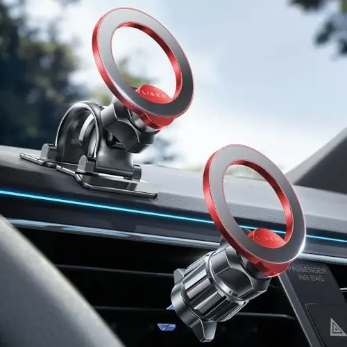 LISEN [Pro-Red Magnetic Car Phone Holder [Upgrade 3M ] Car Magnet Phone Mount [ Ultra Strong Magnets] for Mag Safe Car Mount [Vent&Dash] Car Accessories for Men Women fit iPhone 17-12 Kits - 1