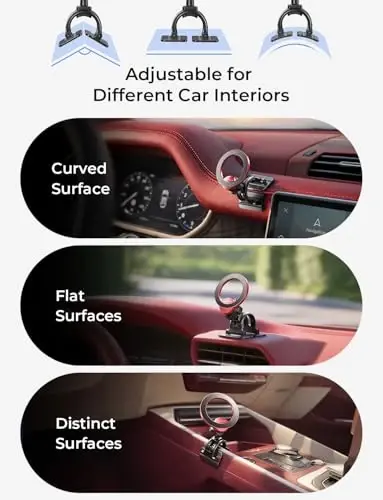 LISEN [Pro-Red Magnetic Car Phone Holder [Upgrade 3M ] Car Magnet Phone Mount [ Ultra Strong Magnets] for Mag Safe Car Mount [Vent&Dash] Car Accessories for Men Women fit iPhone 17-12 Kits - 4