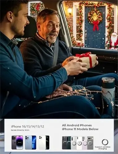 LISEN MagSafe uchun avtomobil o'rnatgichi, Magnit telefon ushlagichi, 360 qo'lsiz ventilyatsiya iPhone magnit avtomobil o'rnatgichi, iPhone 17 16 15 14 13 12 Pro Max Plus Mini uchun asboblar paneli va gilamchalar bilan magnit telefon ushlagichi, Qizil - 7